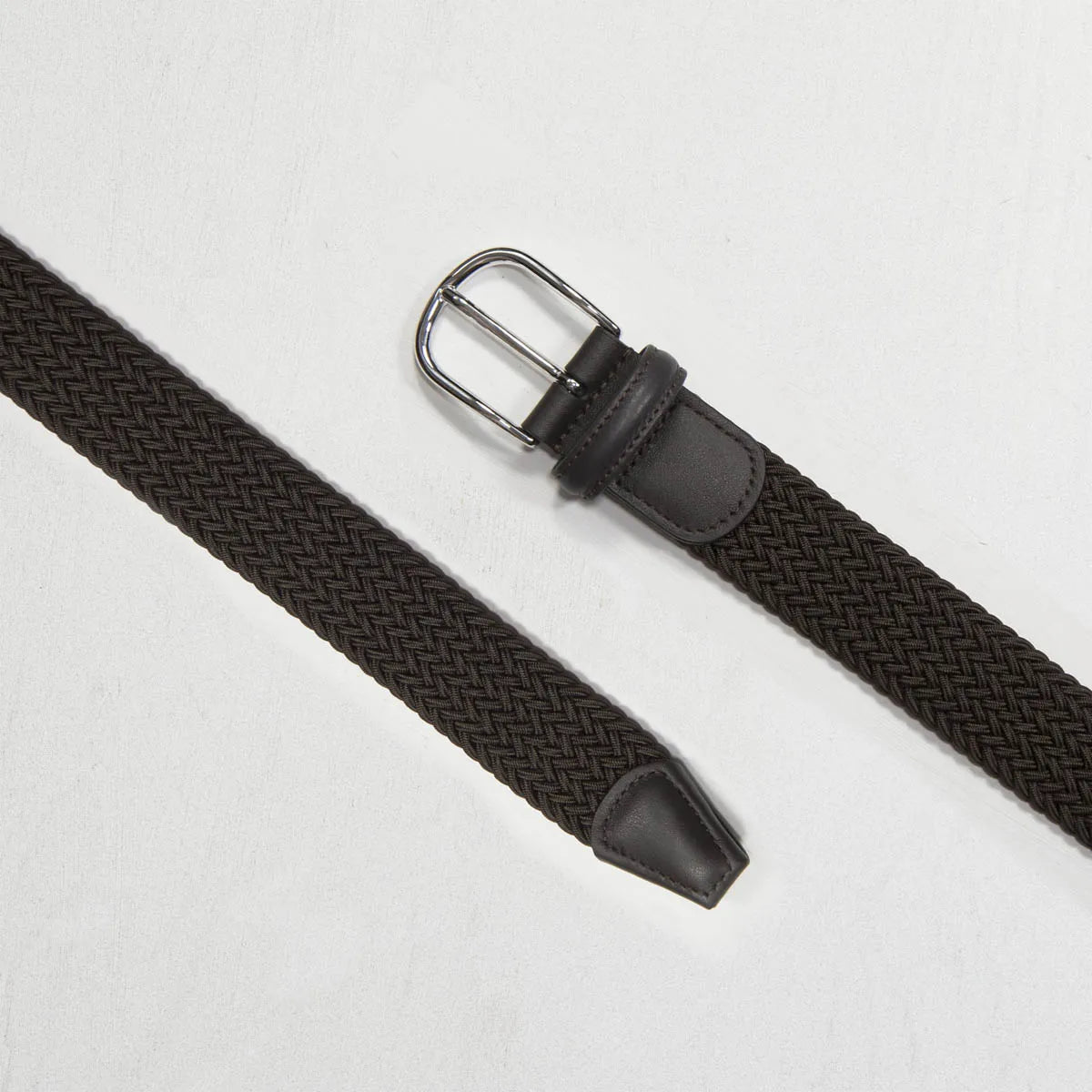 Anderson's Braided Strech Belt With D-Ring Buckle / Dark Brown