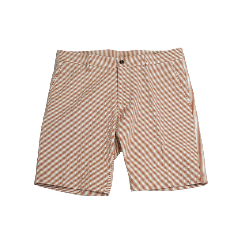 Berwich Seersucker Bermuna Shorts - Rust Striped