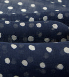 Drake's Polka Dot Print Wool Scarf / Navy