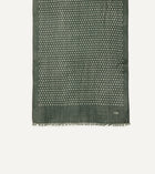 Drake's Polka Dot Print Wool Scarf / Green