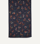 Drake's Mughal Rider and Stars Print Wool Scarf / Navy