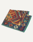 Drake's Kilim Print Wool & Silk Pocket Square / Green