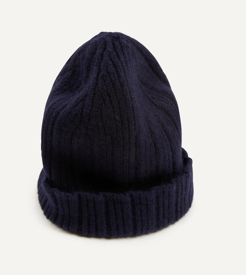 Drake's Lambswool & Angora Beanie / Navy