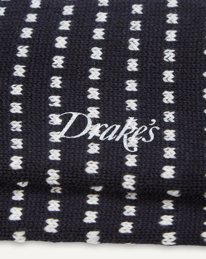 Drake's Fair Isle Wool Cotton Socks / Navy