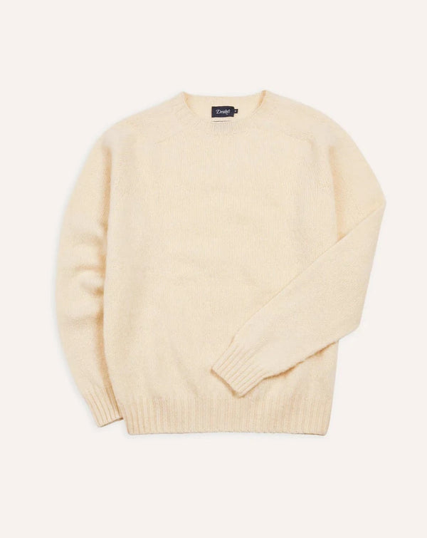 Drake's Brushed Shetland Crew Neck Jumper / Ecru