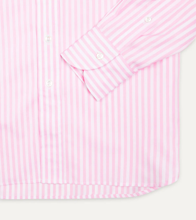 Drake's Bengal Stripe Poplin Button-Down Shirt / Pink