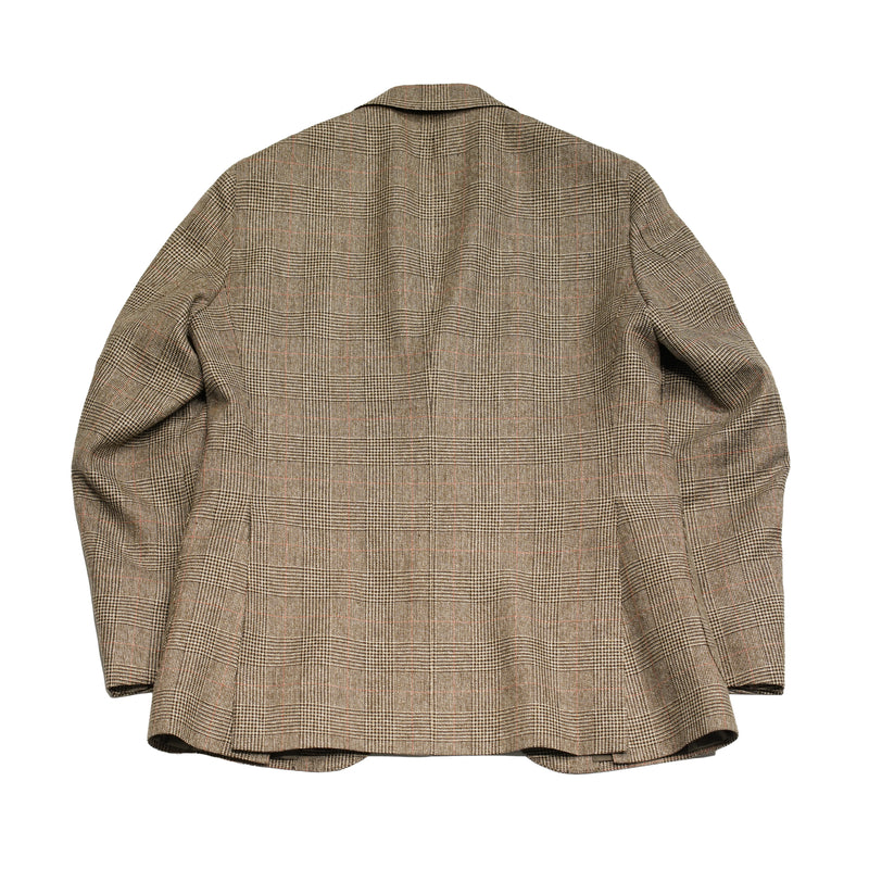 Caruso Aida jacket. Light brown glencheck pattern highlighted with delicate red over check. Wool,silk linen  Caruso represents the highest tailoring traditions Italy. handmade  full canvas structure inside. * Wool/SIlk/Linen mix summer jacket * Fully lined * Unconstructed shoulder * 3 roll 2 buttoning   * Side vents * Notch lapel * Patch pockets * Composition:  48% wool, 24% silk, 28% linen * Color: Light brown * Modello: Aida / ASM2JM304F * Article: 504541 * Colore: 0560 * Made in Italy