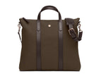 Mismo m/s mate classic tote bag Measurements: L: 37  H: 40  W: 8cm Body: Tight-woven cotton canvas Fabric composition: CO 94% PU 4% PC 2% - 709 gr/rm Trimmings: Dark brown custom developed vegetable tanned full-grain bridle leather Lining: 100% cotton in army colour  Hardware: Solid brass with varnish protection  Zipper: Hand polished YKK Excella Ert. No. MS710118