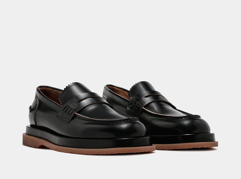 Buttero Laboratorio Brushed Leather Moccasins / Black