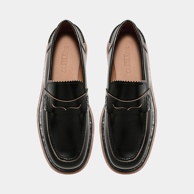 Buttero Laboratorio Brushed Leather Moccasins / Black