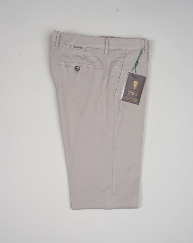Berwich Morello Garment Dyed Chinos With Silk / Grigio