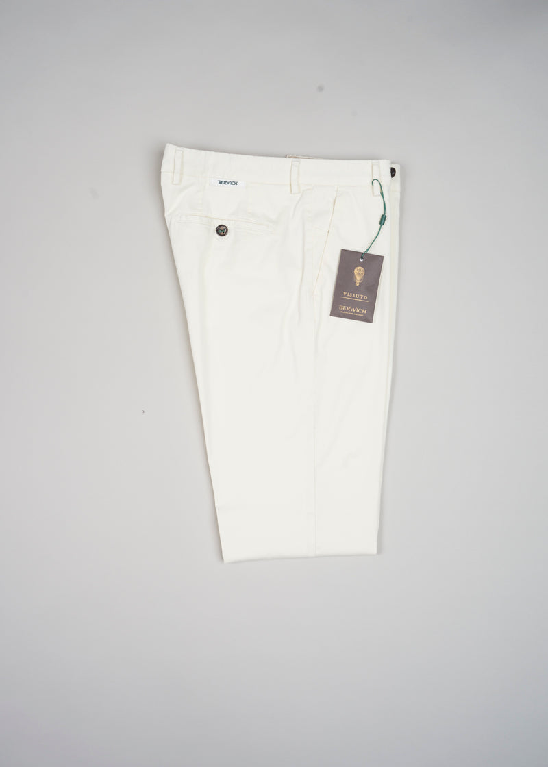 Berwich Morello Garment Dyed Chinos With Silk / Panna