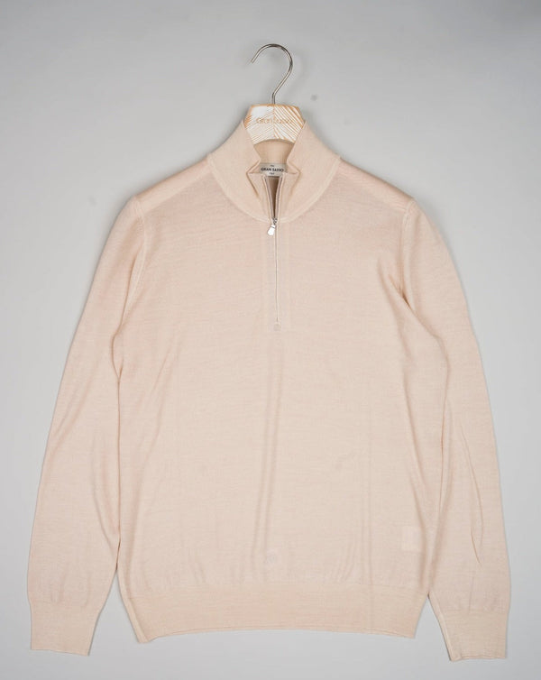 Gran Sasso Vintage Merino Half Zip / Light Beige