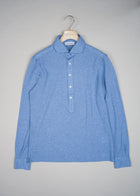Gran Sasso Cotton Pop-Over Shirt / Light Blue