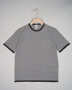 G.R.P. striped cotton jersey t-shirt. 100% Cotton Art. SF TEC 10/14 Chest Pocket Short Sleeve Col. Charcoal & Ecru Crewneck 