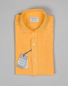 Ghirardelli 1911 Washed Linen linen Shirt. Relaxed shirt for casual summer outfits.   Linen fibre is highly breathable and quick drying, these are the basis for linens reputation as an ideal summer fabric.  GHIRARDELLI Linen shirt Mod 64/TC Col Y08 / Bright Yellow Collar style B878 Composition: 100% Linen