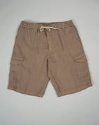  Berwich linen cargo shorts wigth drawstring waist. Nice, loose fit for hot conditions.  100% linen Drawstiring Cargo pockets Col. Light brown / Sabbia Made in Italy 
