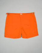 Slim fit Fits true to the size. If in doubt of your size, please contact us HERE 100% Polyamide Color: Orange Side Adjusters Two side pockets and one back pocket Made in Portugal Seersucker swim trunks with side adjusters.