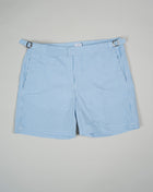 Slim fit Fits true to the size. If in doubt of your size, please contact us HERE 55% Polyamide 45% Cotton Color: Light Blue Side Adjusters Two side pockets and one back pocket Made in Portugal Seersucker swim trunks with side adjusters.  The weave of seersucker fabric gives it a distinctive gentle wrinkled look. 