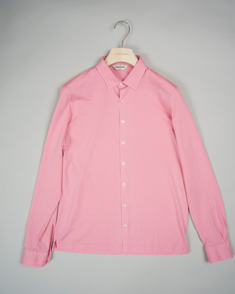 Gran Sasso long sleeved jersey shirt made of fine jersey cotton. Soft semi cutaway collar, 100% cotton. Great piece for easy going but chic summer outfits. 100% Cotton Art. 60120/81402 Col. 222 / Rose Long Sleeves Made in Italy