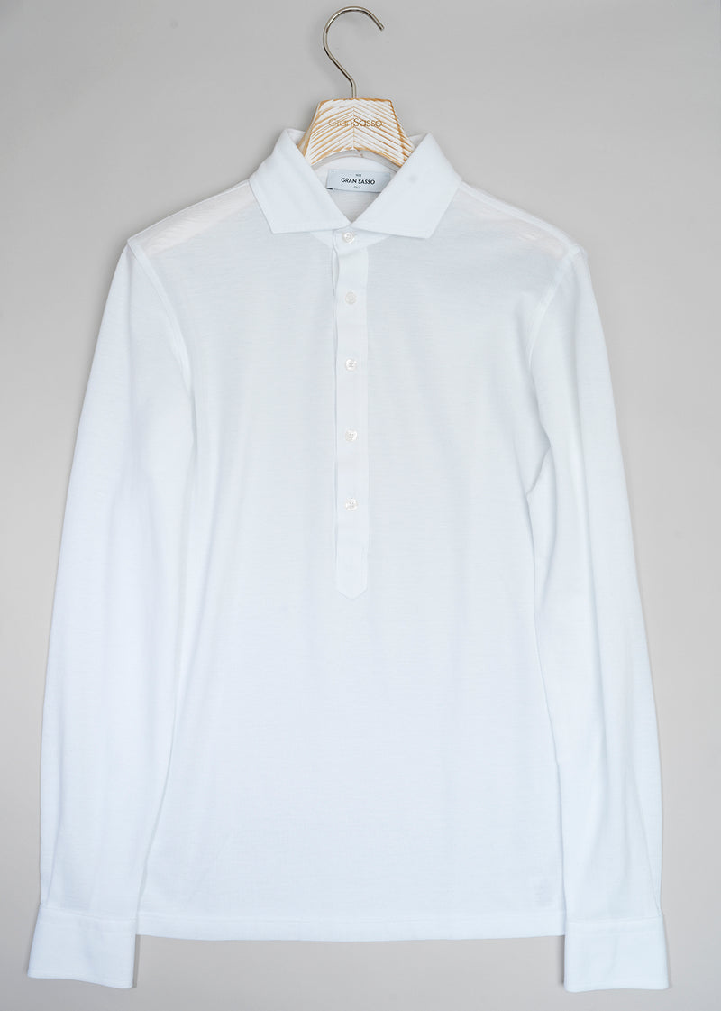 Gran Sasso Cotton Pop-Over Shirt / White