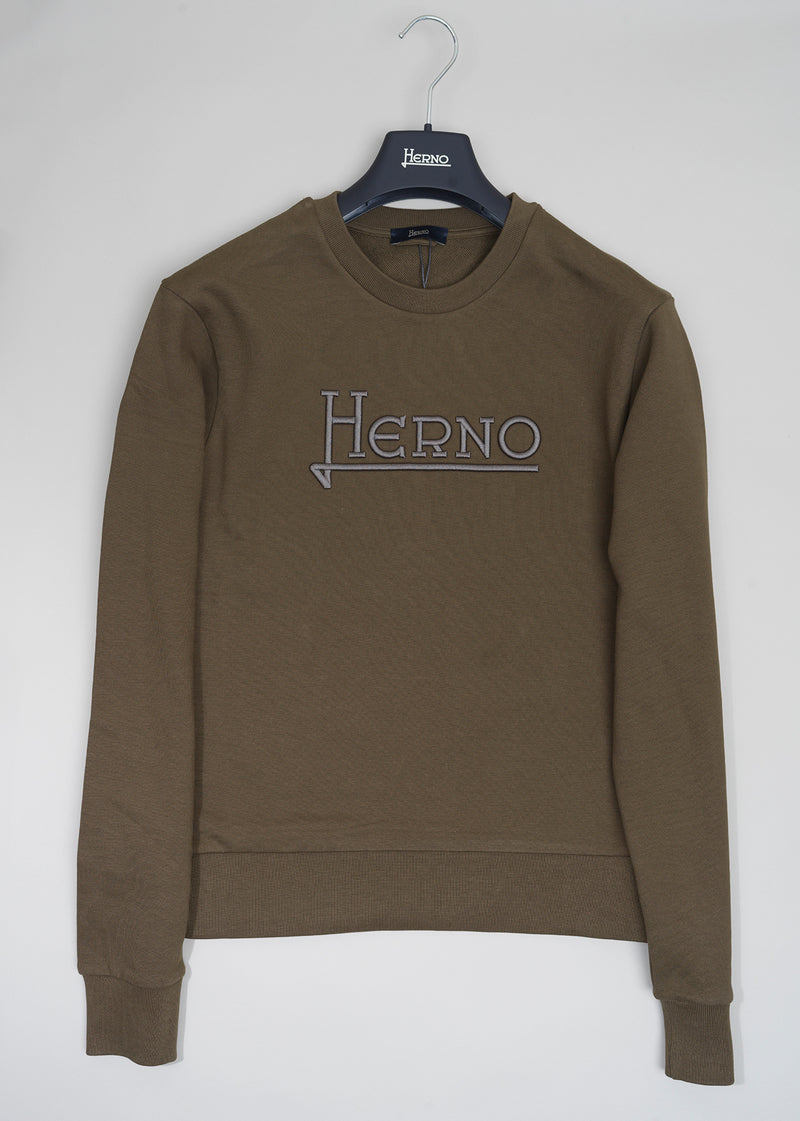 Herno Logo Crewneck Sweatshirt / Military Green