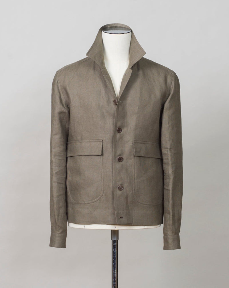 De Petrillo Linen Bomber Jacket / Khaki Green