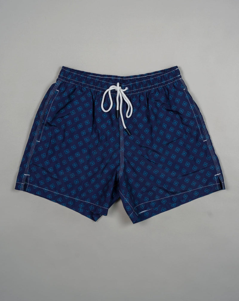 Gran Sasso Logo Swim Shorts / Blue Art. 90101 / 40600 Col. 598 / Blue 100% Recycled Microfiber Made in Italy