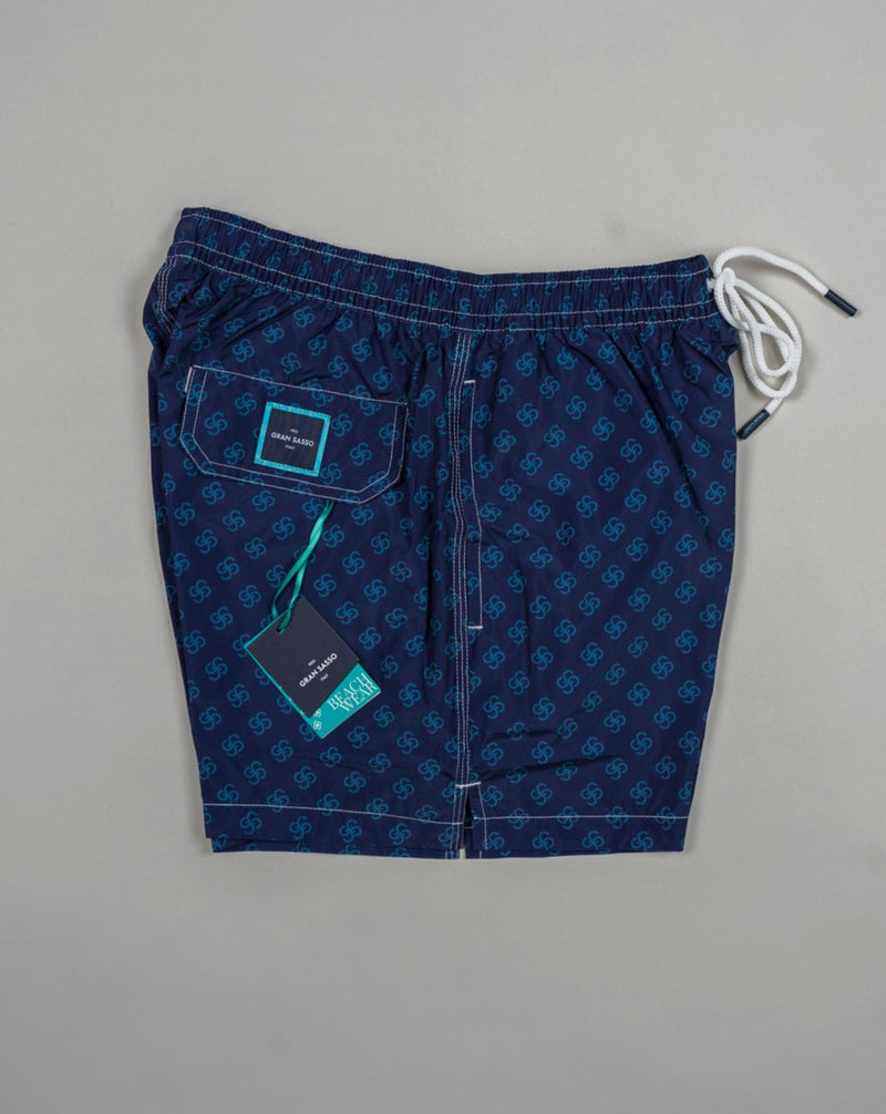 Gran Sasso Logo Swim Shorts / Blue Art. 90101 / 40600 Col. 598 / Blue 100% Recycled Microfiber Made in Italy