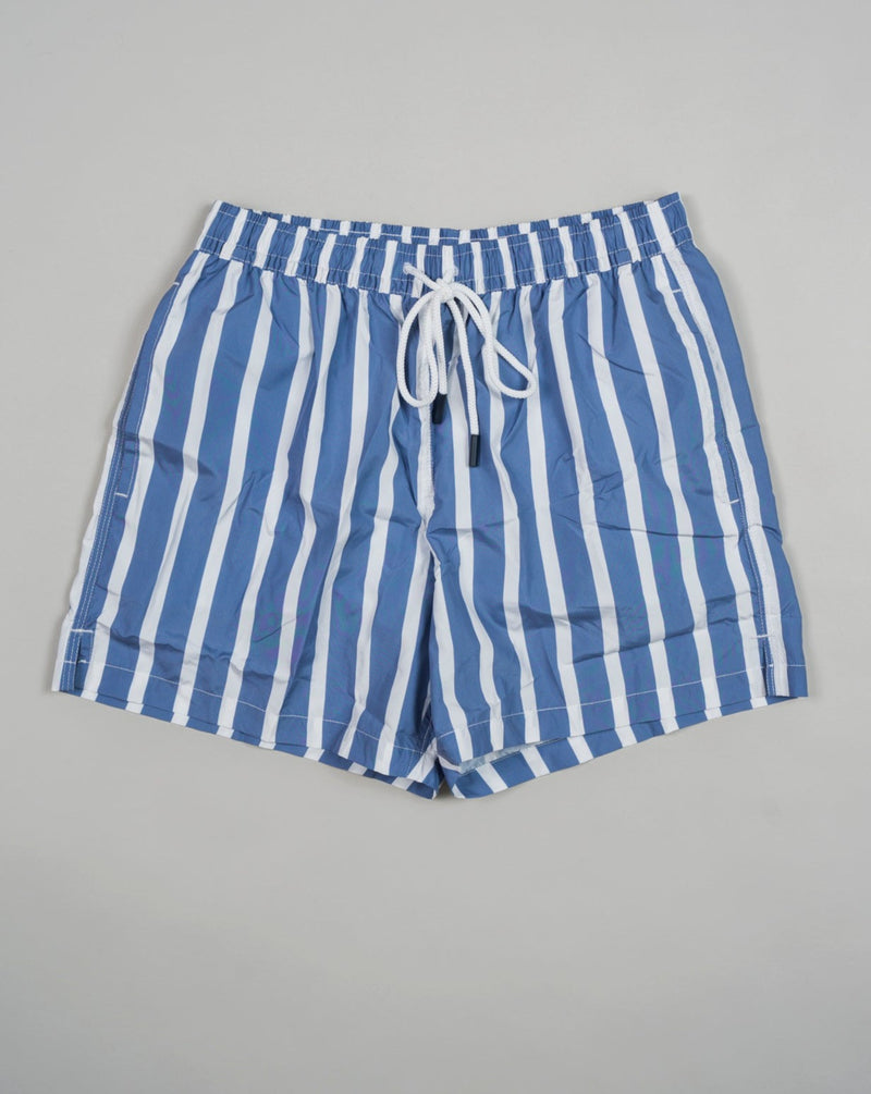 Gran Sasso Striped Swim Shorts / Light Blue & White Art. 90101 / 40300 Col. 520 / Light Blue & White 100% Recycled Microfiber Made in Italy'