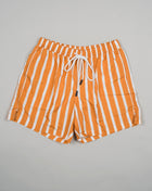 Art. 90101 / 40300 Col. 338 / Orange & White 100% Recycled Microfiber Made in Italy Gran Sasso Striped Swim Shorts / Orange & White