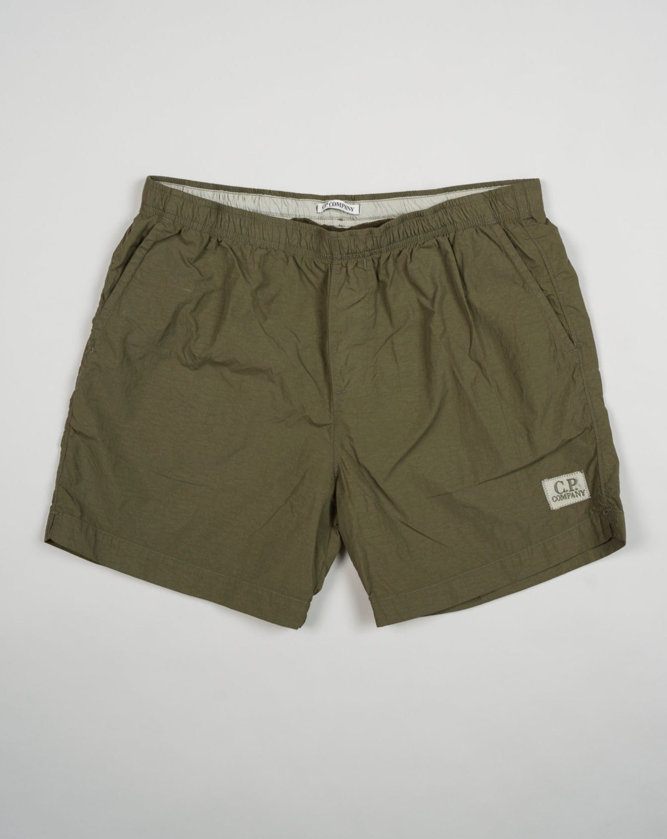 C.P. Company Chrome Garment Dyed Logo Swim Shorts / Burnt Olive