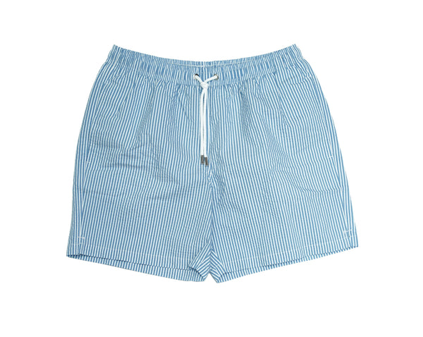 Atelier F&B Drawstring Swim Trunks - Seersucker Light Blue
