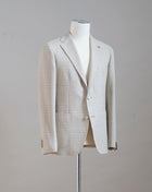 Tagliatore Wool & Cotton Glencheck Jacket. Bold checks, but very sophisticated color way. Beautiful to combine with variations of browns and grays. 55% wool & 45% cotton Mod. 1SMC22K Col. A1265 Cream & Taupe Made in Martina Franca, Italy