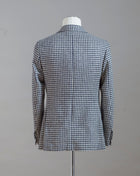De Petrillo houndstooth wool jacket. Light tweed variation from Naples. Mod. Posilipo Art. TW20158F Col. 4140 / White & Navy 100% Wool Drop 7 Made in Naples, Italy