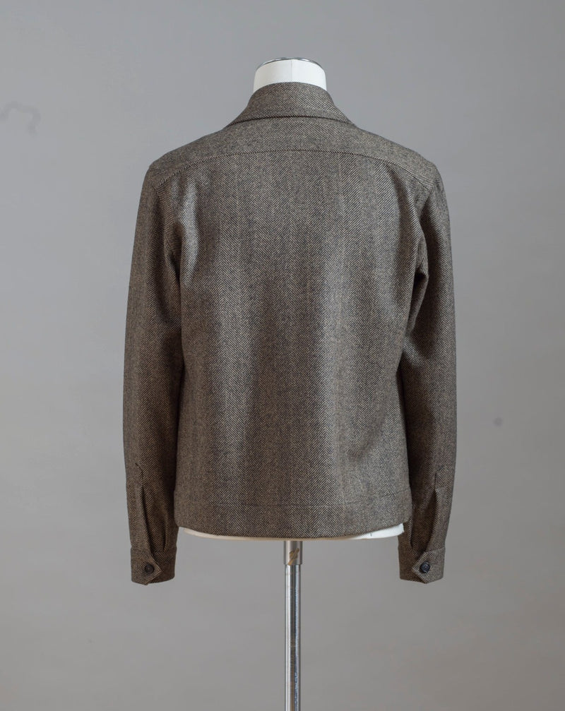 Mod. Bomber Art. TW23092 Col. 1600 / Dark Brown Herringbone 100% Lambs wool Made in Naples, Italy.