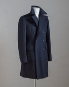 Tagliatore double breasted overcoat with martingala belt in the back. Mod. Carlo/Z 100% Wool  Col. B3251 / Navy Double breasted Unlined Unconstructed shoulder Made in Martina France,Italy