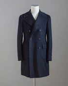 Tagliatore double breasted overcoat with martingala belt in the back. Mod. Carlo/Z 100% Wool  Col. B3251 / Navy Double breasted Unlined Unconstructed shoulder Made in Martina France,Italy