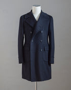 Tagliatore double breasted overcoat with martingala belt in the back. Mod. Carlo/Z 100% Wool  Col. B3251 / Navy Double breasted Unlined Unconstructed shoulder Made in Martina France,Italy