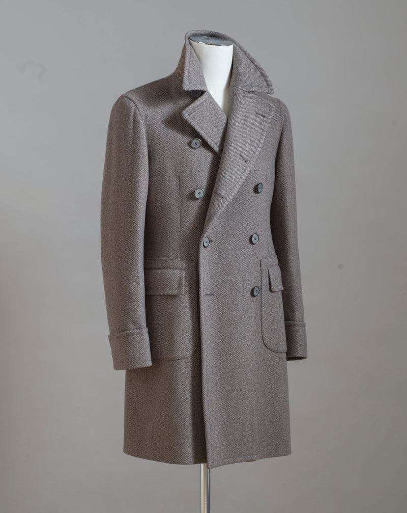 Tagliatore Double Breasted Wool & Cashmere Overcoat / Taupe