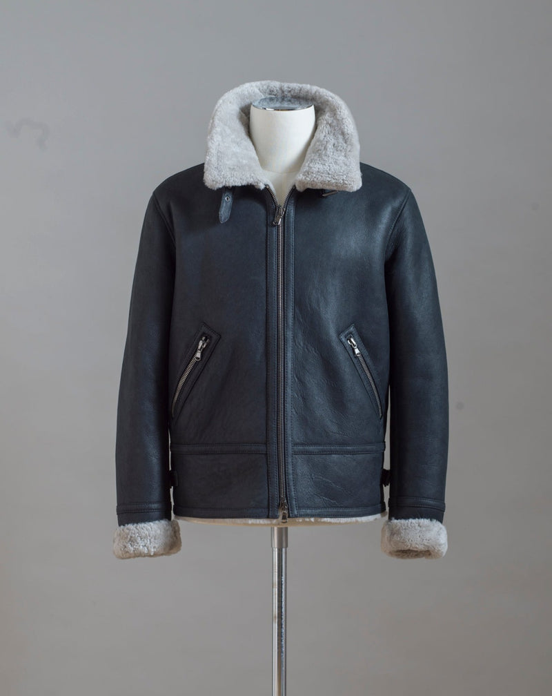 100% Napped Lambskin Mod. Alim Art. 02 1812 Col. Black Werner Christ Shearling Pilot Jacket / Black