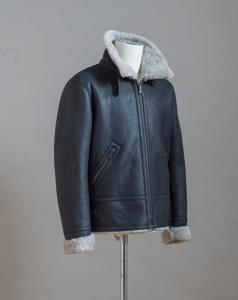 100% Napped Lambskin Mod. Alim Art. 02 1812 Col. Black Werner Christ Shearling Pilot Jacket / Black