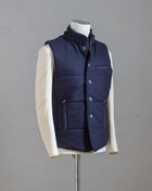 Gran Sasso hooded flannel waistcoat. Part of the iconic and always elegant Gran Sasso Sartorial line.  Wool and Alcantara Detachable hood (zip) Zippered side pockets  Art. 23192/51303 Col.598 / Navy Made in Italy