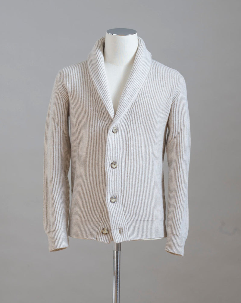 Extremely light and soft Wool & Cashmere Shawl Cardigan by Altea. Art. 2261224 Col. 31 / Beige 85% Wool 15% Cashmere Made in Italy