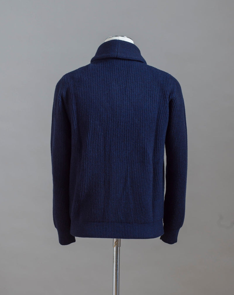 Extra soft and comfortable Wool & Cashmere Shawl Cardigan by Altea. Art. 2261224 Col. 01 / Navy 85% Wool 15% Cashmere Made in Italy