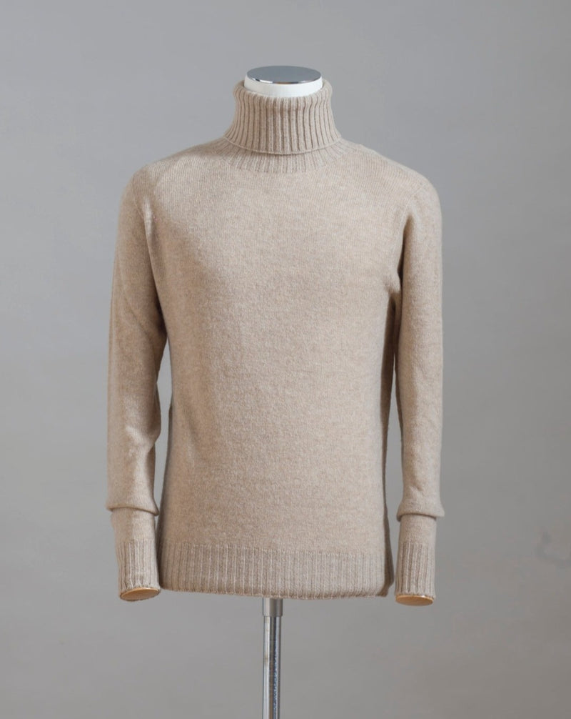 Chunky but wonderfully light Wool & Cashmere Roll Neck Knit by Altea. Art. 2261212 Col. 31 / Beige 85% Wool 15% Cashmere Made in Italy