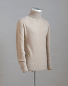 Chunky but wonderfully light Wool & Cashmere Roll Neck Knit by Altea. Art. 2261212 Col. 31 / Beige 85% Wool 15% Cashmere Made in Italy