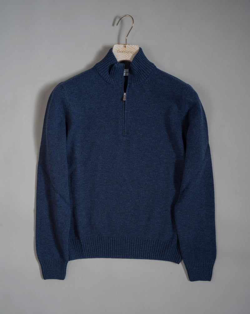 Gran Sasso Cashmere Blend Half Zip Mock / Blue – Vaatturiliike Sauma Oy