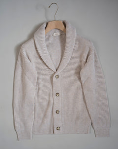 Extremely light and soft Wool & Cashmere Shawl Cardigan by Altea. Art. 2261224 Col. 31 / Beige 85% Wool 15% Cashmere Made in Italy