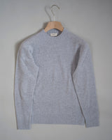 Altea Wool & Cashmere Round Neck Knit. Heavy rib on neck, hem and cuffs for relaxed and casual feel. Art. 2261211 Col. 23 / Light Grey 85% Wool 15% Cashmere Made in Italy